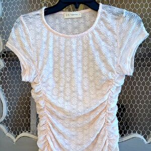 By Together Light Pink Ruched Floral Blouse